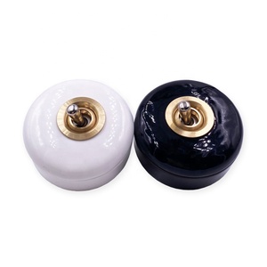 110v 220v Retro <strong>Brass</strong> Hotel Porcelain Wood Light Living Room Nordic Luxury Homestay Round <strong>Toggle</strong> Wall Light <strong>Switch</strong> - Product Image 2