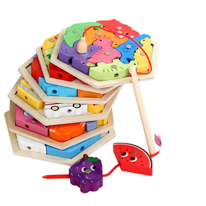 Mới Sáng Tạo 3 Trong 1 Câu Đố Hình Lục Giác Xây Dựng Khối Thiết Kế Mới 3D Phim Hoạt Hình Ghép Hình Giáo Dục Sớm Đồ Chơi Bằng Gỗ Cho Trẻ Em - Product Image 6