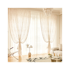Cortinas translúcidas de poliéster ecológico con pliegues tipo caja y bordado estilo francés, de punto por urdimbre, con encaje transmisor de luz. - Product Image 5