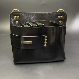 Sac à outils de coiffure rétro et tendance en cuir de vache, sac banane à fermeture éclair, sac bandoulière pour coiffeur et barbier - Product Image 6