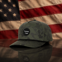 Casquettes de golf et de baseball de qualité supérieure, 5 panneaux, camouflage, imperméables, perforées au laser, avec logo personnalisé, vente en gros, faible MOQ, modèle A-Frame