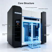Imprimante 3D industrielle grand format AXIOM3D Blast X, imprimante 3D FFF grand format, haute précision, impression 3D PEEK, nivellement automatique, WiFi, USB