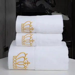 Custom Logo Quick-Dry Microfiber Terry Towels 100% Cotton White Bath Set Small Hand Dry High Absorption for Hotels from China