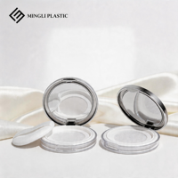 En stock boîte de poudre en vrac ronde argentée de 3g emballage de bouffée de poudre cosmétiques boîte de poudre en vrac ultra-mince avec tamis filet élastique