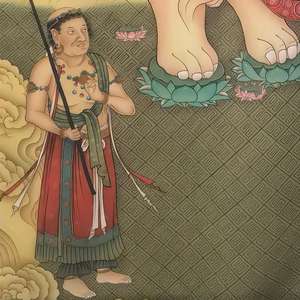 Peinture bouddhiste chinoise du Bouddha de la Dynastie <span class=keywords><strong>Yuan</strong></span>, dessinée à la main, représentant les Trois Saints de Huayan, Art bouddhiste - Product Image 4