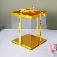 Boîtes d'emballage pour gâteaux personnalisées avec impression de logo sur le couvercle, boîtes en plastique dorées de qualité alimentaire en vrac pour gâteaux