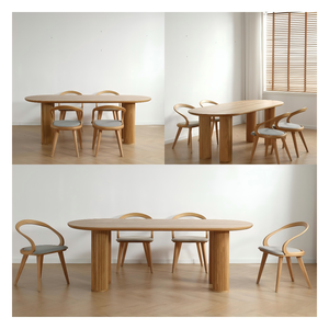 Mới Đến Đồ Nội Thất Sang Trọng Bàn Ăn Hình Chữ Nhật Bàn Ăn Đặt Gỗ Sồi Rắn Bàn Bằng Gỗ Và Ghế Đặt - Product Image 5