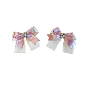 French-style gentle pink heart <b>bow</b> hair <b>clip</b>, girlish and forest-style fairy-like hair accessory, half-up hairstyle - Product Image 5