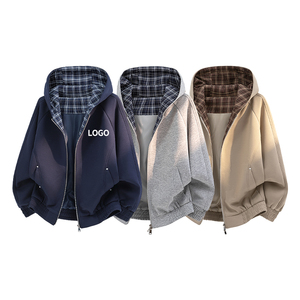 Wholesale 100% Polyester Windproof 280g Double Zipper <strong>Pullers</strong> Hooded Jacket Men's Solid Lining Loose Casual Hoodie Blouson ODM - Product Image 2