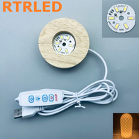 Support d'affichage en bois USB LED pour boule de cristal, lampes lithophane, sphère en verre, éclairage décoratif, base de lampe imprimée en 3D