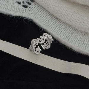 Anillo de Plata de Ley S925, Diseño Pequeño, Anillo Abierto, Encaje, Espiral, Hueco, Textura de Tejido de Seda - Product Image 2