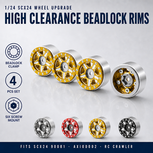 Jeu de 4 moyeux de roue Beadlock en métal à haute clairance pour voiture RC Crawler 1/24, pièces de rechange pour mise à niveau - Product Image 1
