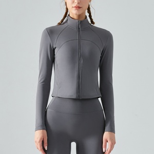 Chaquetas de Yoga de manga larga para mujer, ropa deportiva de corte ajustado con cremallera - Product Image 4