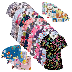 Tops médicos unisex con estampado personalizado para mujer, Tops elásticos con estampado médico, uniformes médicos, conjuntos de Pantalones rectos - Product Image 1