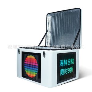 Caja de fibra de vidrio para camión de comida con luces LED, 4 ruedas, cuadrada, con alimentación integrada, para uso en exteriores, fácil de limpiar - Product Image 1