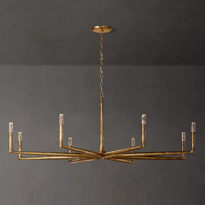 72" Hotel Banquet Hall Large Brass LED Chandelier American Designer Villa Living Room High-end Simple Retro Brass Chandelier - Product Image 3