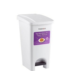 Contenitore con Pedale e Coperchio Bianco 60 L per Rifiuti Organici - Product Image 2