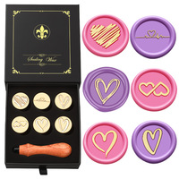 Kit de sceau de cire Fleur d'iris 5+1 pièces, coffret cadeau noir à tiroir, ensemble de sceaux de cire pour mariage, journal, artisanat, vente en gros