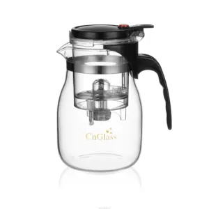 CnGlass 30.5oz Bule De Vidro De Borosilicato Resistente Ao Calor Chá Com Infusor Removível Chaleira De Café De Vidro Para Feijão De Café