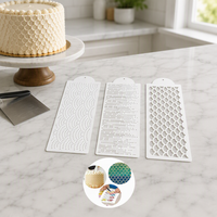 Lot de 3 pochoirs de décoration de gâteaux, gabarit en plastique PET pour peinture et artisanat