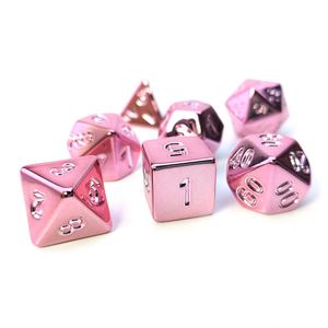 Venta de Fábrica: Juego de Dados Poliédricos de Acrílico para Juegos de Rol (D&D) de 7 Piezas, con Acabado Mate y Baño de Oro Rosa - Product Image 4