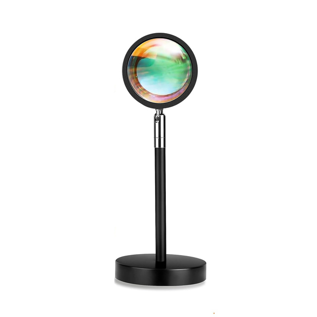 Hot Sale LED Sunset Lamp Projector Night Light RGB Rainbow 16 Colors Black Decoration Metal Aluminum OEM 60 Modern 80 Round 5v