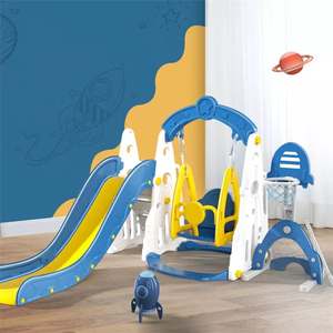 Vente flash Aire de jeux pour enfants 6 en 1 combinée <span class=keywords><strong>avec</strong></span> balançoire et <span class=keywords><strong>piscine</strong></span> à balles de basket-ball Glissade en plastique pour bébé d'intérieur pour enfants - Product Image 5