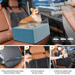 Asiento Elevado Acolchado para Perros Pequeños, con Funda Lavable y Correas de Seguridad - Product Image 3