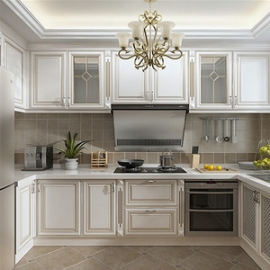 Mobile da <span class=keywords><strong>Cucina</strong></span> Bianco Piccolo in Laminato Design Moderno di Lusso Beige in Libano - Product Image 2