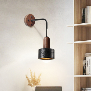 Applique <span class=keywords><strong>da</strong></span> <span class=keywords><strong>Parete</strong></span> in Travertino Stile Mid-Century <span class=keywords><strong>con</strong></span> <span class=keywords><strong>Braccio</strong></span> in Metallo Nero e Paralume in Pietra, Luce LED Calda per Soggiorno e Arredamento Casa - Product Image 3