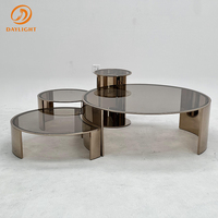 Table basse en verre sur mesure avec base en marbre pour la maison, l'hôtel, la villa, salon de luxe, meubles de luxe, ensemble de table à thé