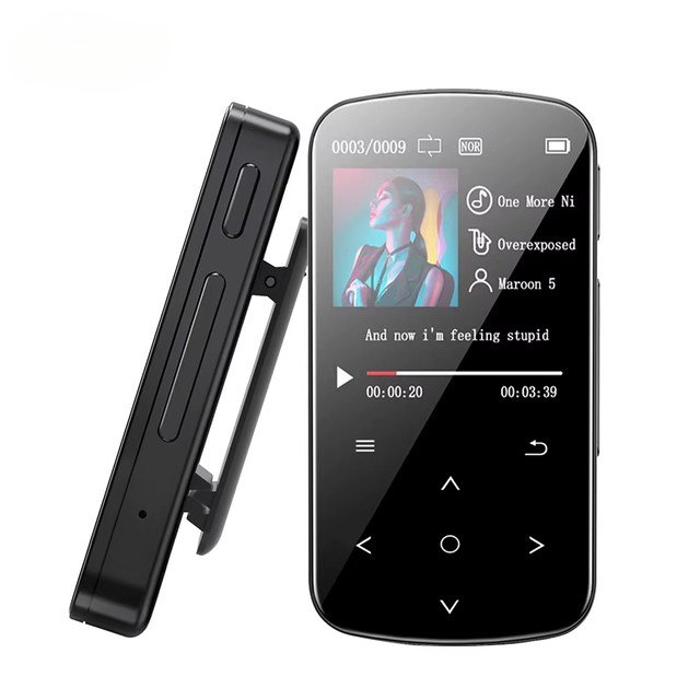 Newest Touch Button Large Screen BT Mp3 Player HiFi Lossless Sport 4 With Buit-in Speaker and Back Clip