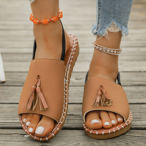 2025 Summer Collection European American Women's Plus Size Slip-on Flat Slippers New 43 Yards Platform Printed <b>Beach</b> <b>Shoes</b> - Product Image 1