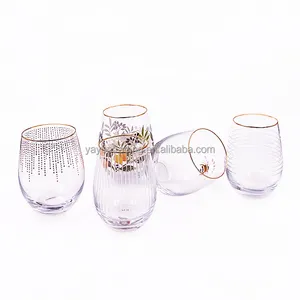 High quality egg gold rim wine whiskey cold drinking water glass cup whisky glasses classical shaped crystal drinking ware