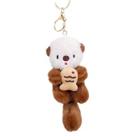 Gantungan Kunci Boneka Beruang Laut Kartun Baru Memegang Ikan Mainan Boneka Anjing Laut Bahan Poliester Dekorasi Ransel Unisex Grosir