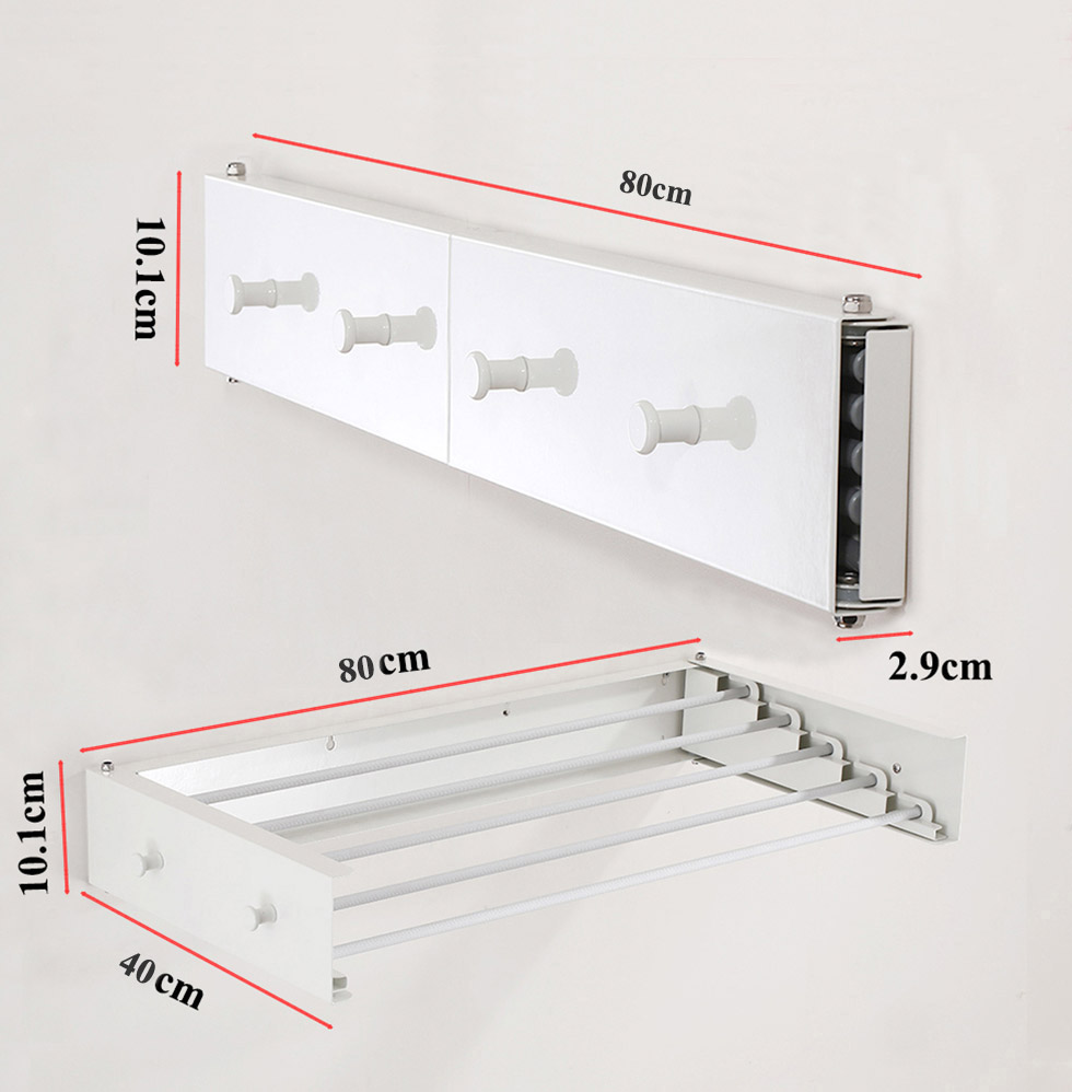 W1607A White 80cm with 4 Hooks