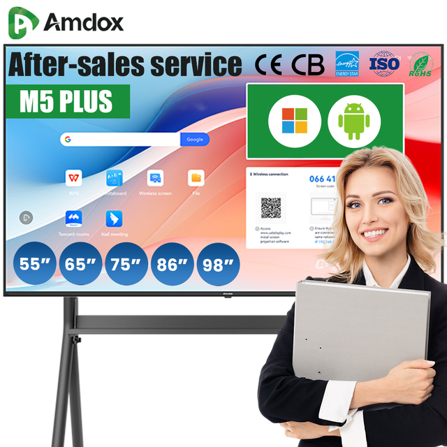 Amdox Interactive Whiteboard Smart Board 55 65 75 Inch Interactive Flat Panel Touch Screen LCD Whiteboard Factory Supplier