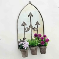 Pot Bunga Pasang Dinding Shabby Chic, Dekorasi Rumah Gantung dengan Cermin