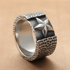 Anillo de Estrella de Acero Inoxidable para Hombre, Estilo Punk Retro Plateado, Diseño Geométrico, Joyería para Fiesta 213003 - Product Image 4