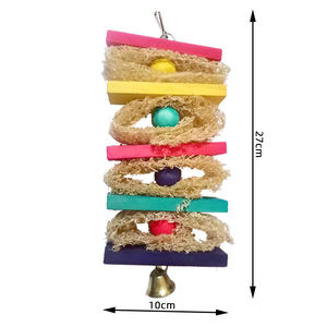 Giocattoli per Pappagalli in Luffa Naturale e Legno Resistente, Colorati Giochi da Masticare per Uccelli, Altalena per Pappagalli e Macaw - Product Image 3