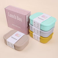 Boîte à bento populaire anti-fuite à 3 compartiments, sans BPA, en silicone de qualité alimentaire, conteneur de stockage alimentaire pour enfants, boîte à lunch pour enfants
