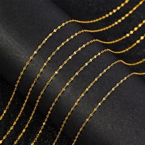 Collana in Oro Massiccio 18K con Brillantini, Catena Piatta in Oro 18K, Gioielli di Moda per Donne - Product Image 2