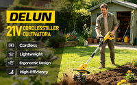 Machine de culture du sol sans fil DELUN 21V, batterie 4.0Ah, largeur 300 mm, profondeur de travail 220 mm, pour la préparation du sol de jardin