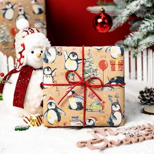 Merture Christmas Kraft Wrapping Paper 17 In X 33 Ft Watercolor Penguin Pattern Gift <b>Wrap</b> For Holiday Season - Product Image 2