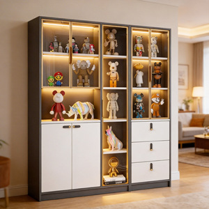 Huide Integrated <b>Wall</b> Mounted Bookcase With <b>Glass</b> Doors Storage Cabinet For Living Room Display <b>Shelf</b> HD-SG98 - Product Image 3