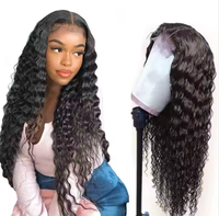 100% perruque de cheveux humains noir femmes vague profonde HD dentelle frontale sans colle pleine dentelle longue longueur perruques de cheveux indiens bruts