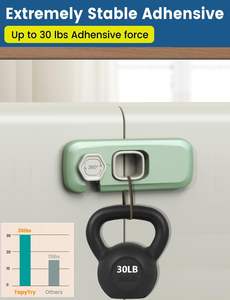 Verrou de sécurité pour réfrigérateur et congélateur à l'épreuve des enfants avec adhésif 3M, verrou de four, verrous pour tiroirs, armoires et congélateurs, sécurité bébé - Product Image 4