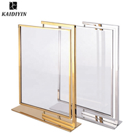 Support de signalisation rotatif double face personnalisé en acier inoxydable et acrylique transparent pour étiquettes de prix, utilisation intérieure, bordure dorée