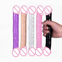 Dildo de Silicona Realista Erótico Extra Largo de 55 cm XXL, Negro, Doble Cabeza, Vibrador, Impermeable