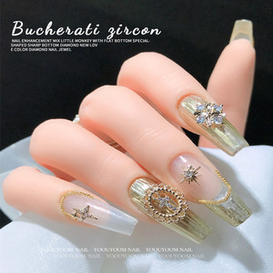 Novedad: Lujosos Accesorios Retro para Uñas con Zirconia, Metal, Diamantes de Imitación, Trébol Estrellado y Diamantes Incrustados - Product Image 5